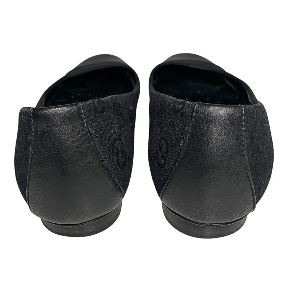 Gucci Guccissima Black Ballet Flat EU 37.5 US 7.5 Slip On Cap Toe Ballerina Shoe - Picture 7 of 11